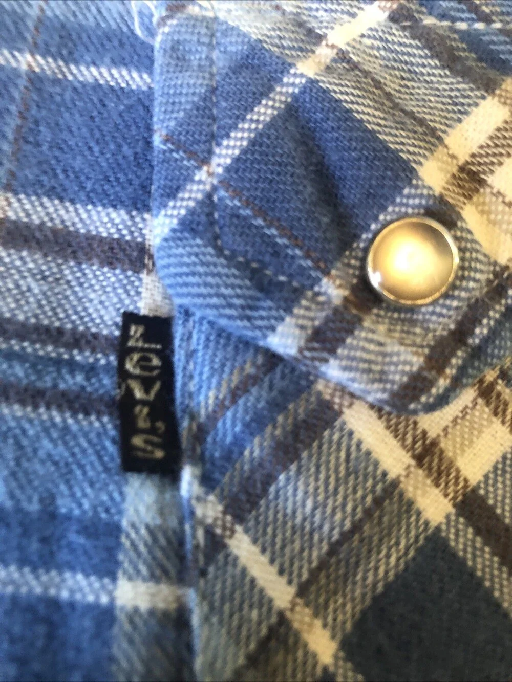 Vintage Levi's Shirt Mens Medium Western Pearl Snap Plaid Cowboy USA Sawtooth